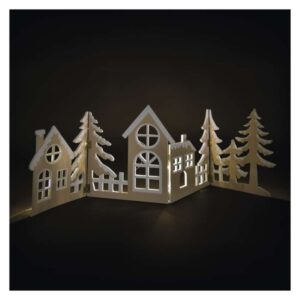 LED dekorace dřevěná - vesnička
