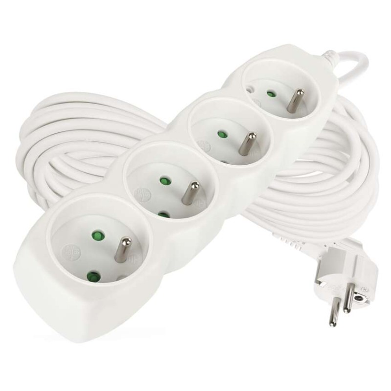 Prodlužovací kabel 10 m / 4 zásuvky / bílý / PVC / 1