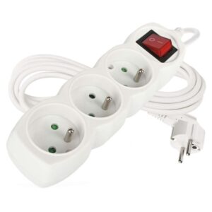 Prodlužovací kabel 3 m / 3 zásuvky / s vypínačem / bílý / PVC / 1 mm2