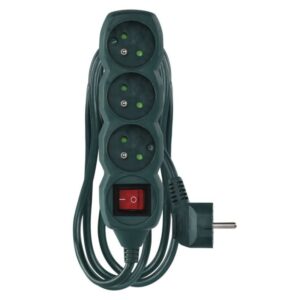 Prodlužovací kabel 3 m / 3 zásuvky / s vypínačem / zelený / PVC / 1