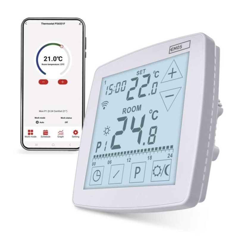 Podlahový programovatelný drátový WiFi GoSmart termostat P56S01F