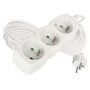 Prodlužovací kabel 10 m / 3 zásuvky / bílý / PVC / 1