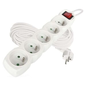 Prodlužovací kabel 10 m / 5 zásuvek / s vypínačem / bílý / PVC / 1