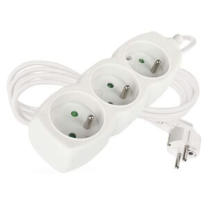 Prodlužovací kabel 2 m / 3 zásuvky / bílý / PVC / 1 mm2