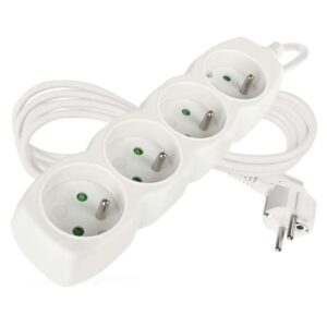 Prodlužovací kabel 2 m / 4 zásuvky / bílý / PVC / 1 mm2