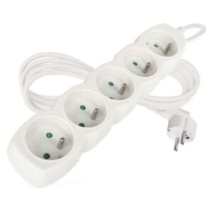 Prodlužovací kabel 2 m / 5 zásuvek / bílý / PVC / 1 mm2