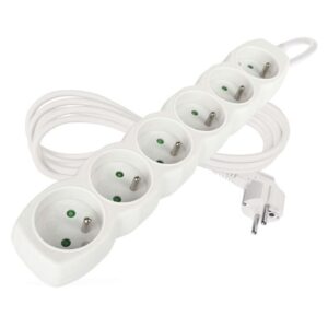 Prodlužovací kabel 2 m / 6 zásuvek / bílý / PVC / 1 mm2