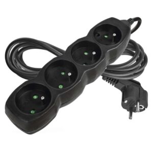 Prodlužovací kabel 3 m / 4 zásuvky / černý / PVC / 1