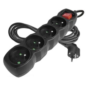 Prodlužovací kabel 3 m / 4 zásuvky / s vypínačem / černý / PVC / 1 mm2