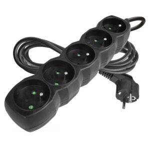 Prodlužovací kabel 3 m / 5 zásuvek / černý / PVC / 1