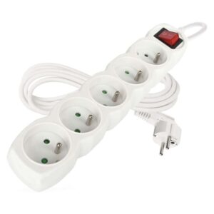 Prodlužovací kabel 3 m / 5 zásuvek / s vypínačem / bílý / PVC / 1