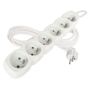 Prodlužovací kabel 3 m / 6 zásuvek / bílý / PVC / 1 mm2