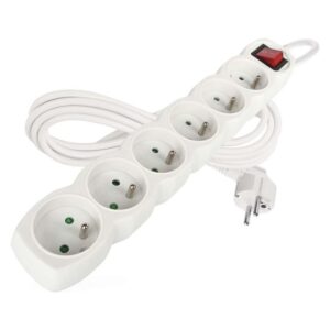 Prodlužovací kabel 3 m / 6 zásuvek / s vypínačem / bílý / PVC / 1