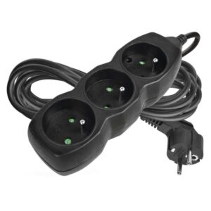 Prodlužovací kabel 5 m / 3 zásuvky / černý / PVC / 1 mm2