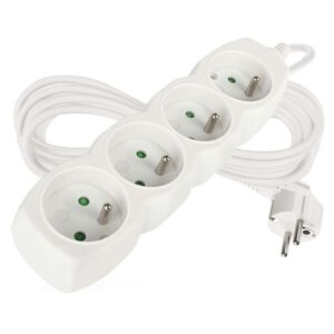 Prodlužovací kabel 5 m / 4 zásuvky / bílý / PVC / 1 mm2