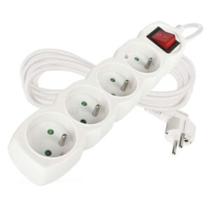 Prodlužovací kabel 5 m / 4 zásuvky / s vypínačem / bílý / PVC / 1