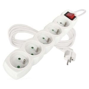 Prodlužovací kabel 5 m / 5 zásuvek / s vypínačem / bílý / PVC / 1