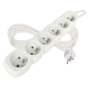 Prodlužovací kabel 5 m / 6 zásuvek / bílý / PVC / 1