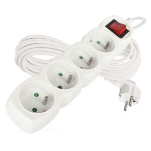 Prodlužovací kabel 7 m / 4 zásuvky / s vypínačem / bílý / PVC / 1 mm2