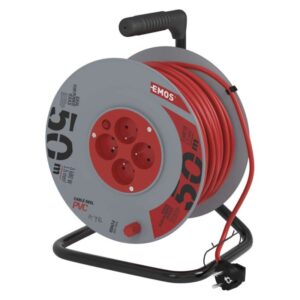 Prodlužovací kabel na bubnu 50 m / 4 zásuvky / červený / PVC / 230 V / 1