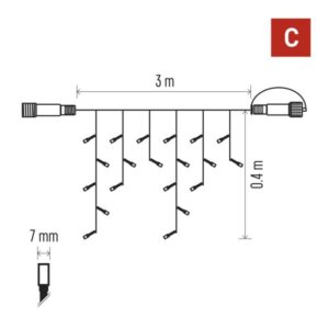 Premium LED spojovací řetěz černý – rampouchy