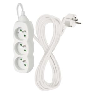 Prodlužovací kabel 5 m / 3 zásuvky / bílý / PVC / 1