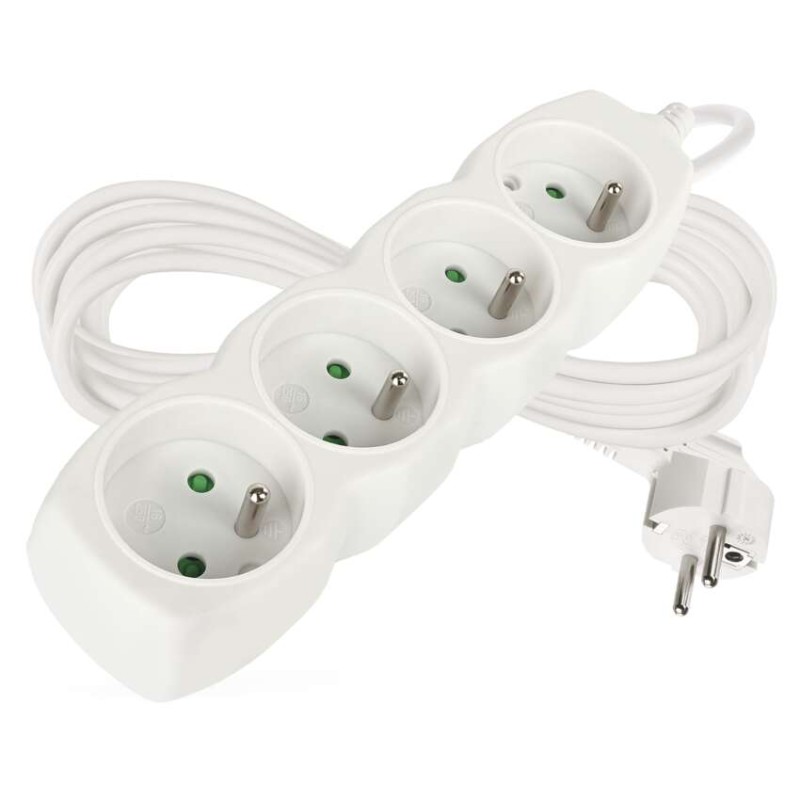 Prodlužovací kabel 5 m / 4 zásuvky / bílý / PVC / 1