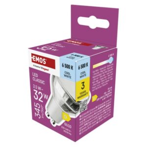 LED žárovka Classic MR16 bílá / GU10 / 2.5 W (32 W) / 345 lm / studená bílá