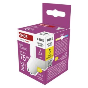 LED žárovka Classic MR16 bílá / GU10 / 4.9 W (75 W) / 565 lm / neutrální bílá
