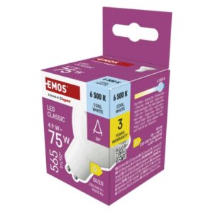LED žárovka Classic MR16 bílá / GU10 / 4.9 W (75 W) / 565 lm / studená bílá