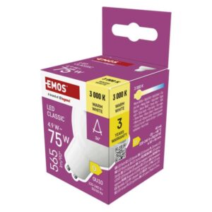 LED žárovka Classic MR16 bílá / GU10 / 4.9 W (75 W) / 565 lm / teplá bílá
