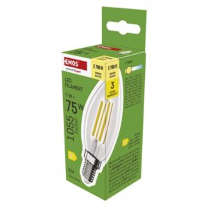LED žárovka Filament svíčka / E14 / 7 W (75 W) / 1055 lm / teplá bílá