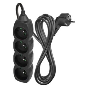 Prodlužovací kabel 3 m / 4 zásuvky / černý / PVC / 1 mm2