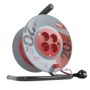 Prodlužovací kabel na bubnu 20 m / 4 zásuvky / červený / PVC / 230 V / 1 mm2