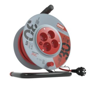 Prodlužovací kabel na bubnu 30 m / 4 zásuvky / červený / PVC / 230 V / 1 mm2